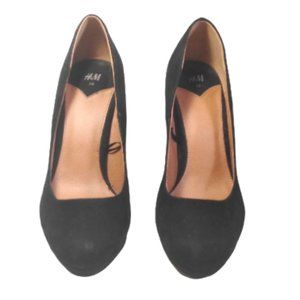 H&M black suede type heels platform Size 8 - 4.25" high